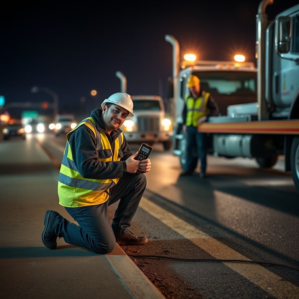 A Snappy Towing professional assisting a motorist with a flat tire on a West Sacramento street, demonstrating quick and courteous service.